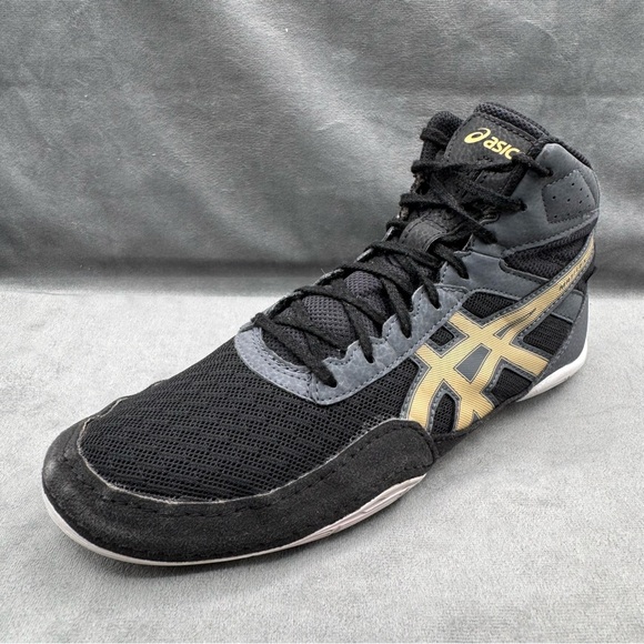 Asics Matflex 6 Athletic Wrestling Shoes Mens Size 8.5 Black Champagne Gold - Picture 5 of 14